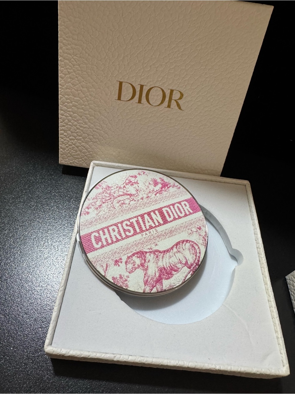 Dior Round Compact Mirror in Pink Toile double sided GWP